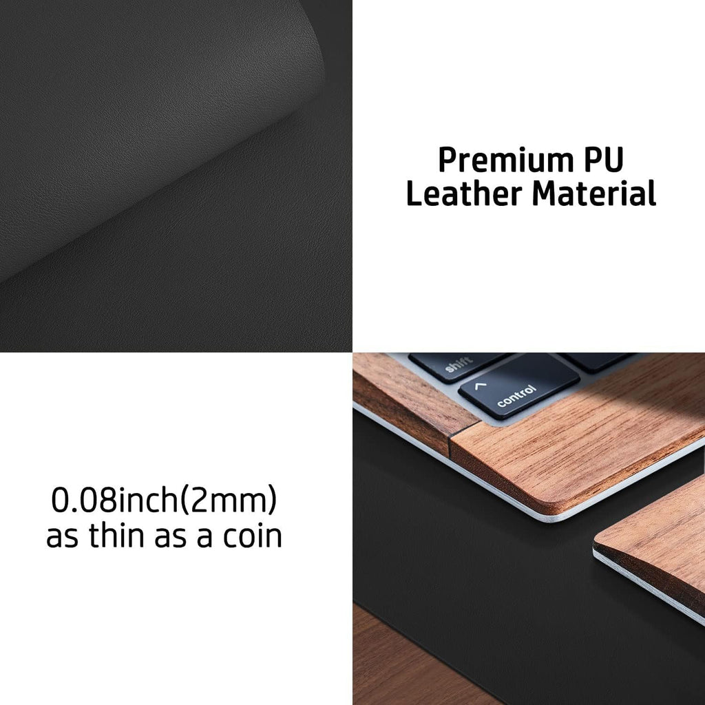 Leather Office Desk Pad Protector, Non-Slip PU Leather Desk Blotter, Waterproof Laptop Writing Mouse Pad for Office and Home, Black, 31.5" X 15.7"