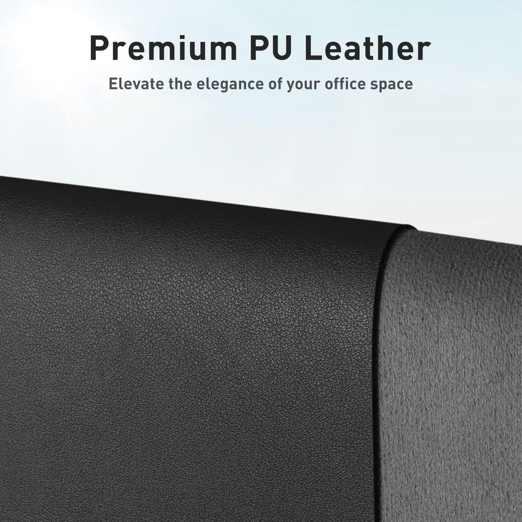Leather Office Desk Pad Protector, Non-Slip PU Leather Desk Blotter, Waterproof Laptop Writing Mouse Pad for Office and Home, Black, 31.5" X 15.7"