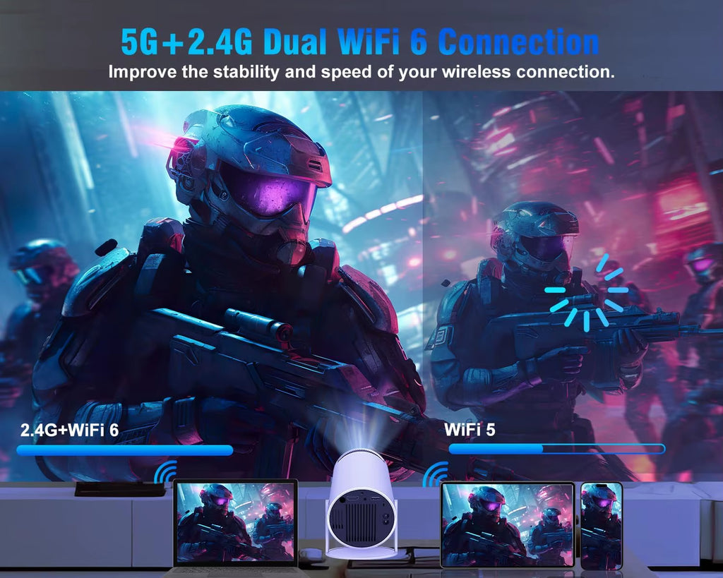 2025 HY300 Portable Mini Projector 4K Hd Smart Proyector 200 Lumen Home Theater Beamer