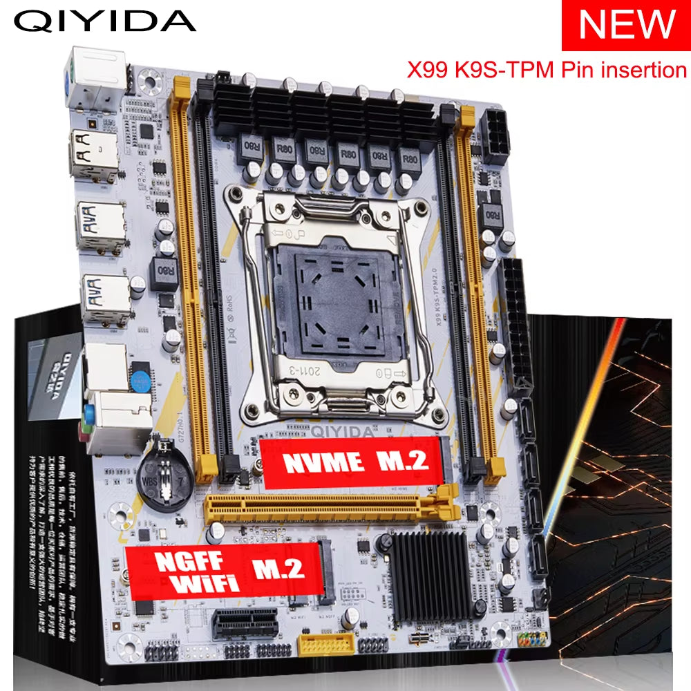 X99 Motherboard LGA 2011-3 Set Kit Xeon E5 2680 V4 CPU Processor 32G=2*16G DDR4 REG ECC RAM Memory NVME M.2 TPM2.0 Plug